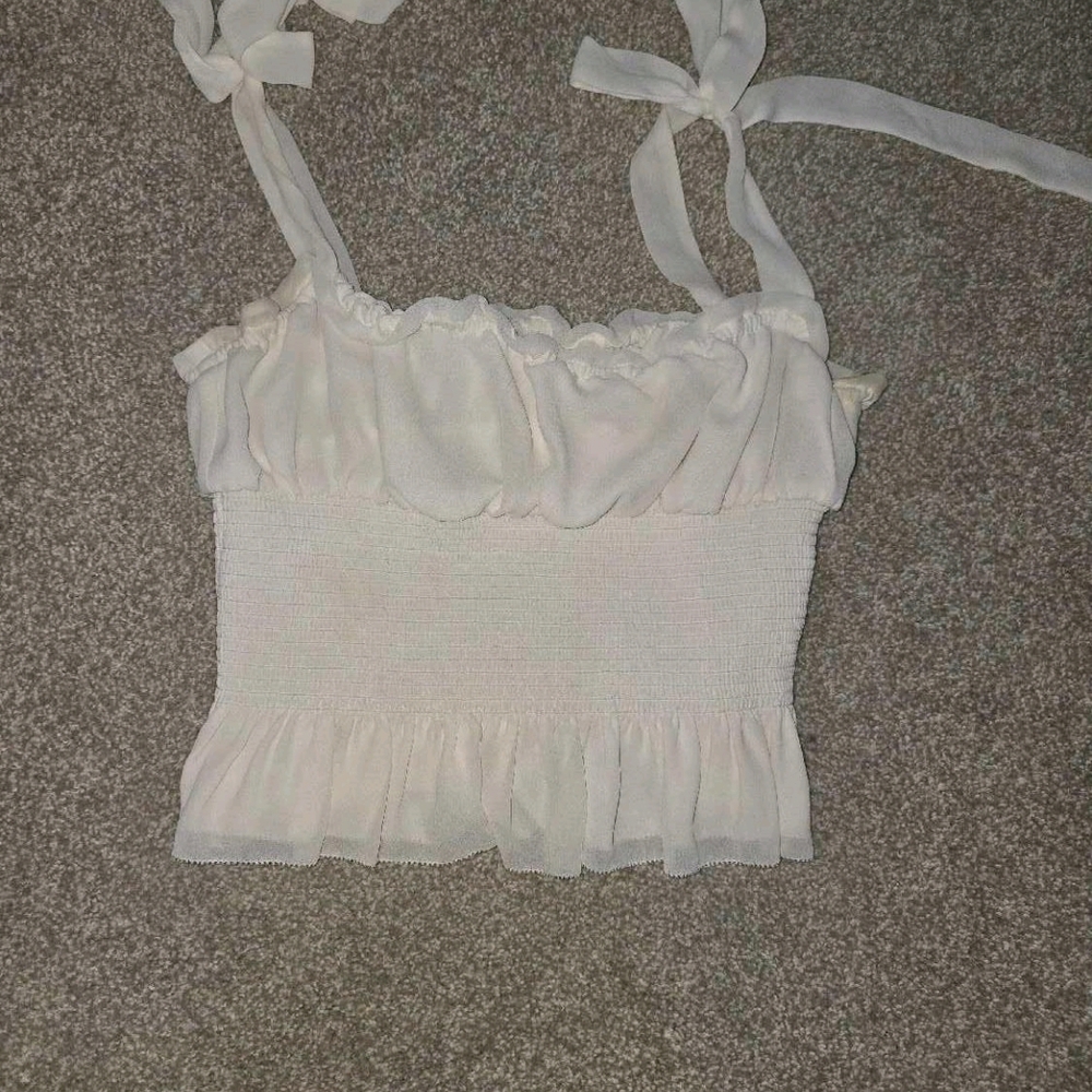 Elegant Cream Ruffle Top Aritzia